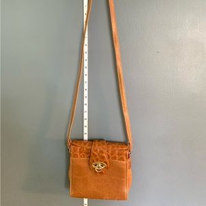 Tan Faux Crocodile Shoulder Purse